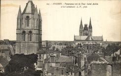 VINTAGE POSTCARD Angers Panorama Towards the Tower Aubin Saint and the cathedral