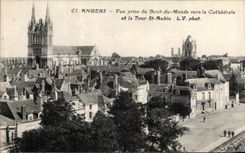 VINTAGE POSTCARD Angers Seen from of End of the World towards the Cathedral and the Tower St Aubin