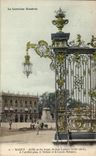 CPA Nancy Grille en Fer Forgue De Jean Lamour Arriere plan le Theatre et le cercle militaire 
