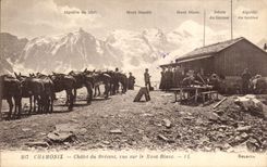 VINTAGE POSTCARD Chamonix Country cottage Of Brevent Seen On Mont Blanc Asses Horses