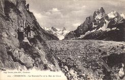 VINTAGE POSTCARD Chamonix the Bad Step and Sea of Ice