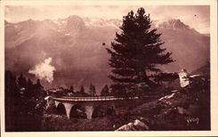 VINTAGE POSTCARD Chamonix Brevent and the Railroad of Montenvers Train
