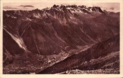VINTAGE POSTCARD Chamonik Mont Blanc the Valley of Chamonix and Brevent seen from of the cable car of L switches South
