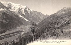 POSTAL Chamonix Praz de la VENDIMIA Mont Blanc y el Brevent vistos de Flegere