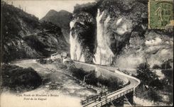 VINTAGE POSTCARD Route of Moutiers has Brides Bridge of Rageal