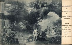 VINTAGE POSTCARD Chambery the curtain of the theater Descent D Orphee with the hells