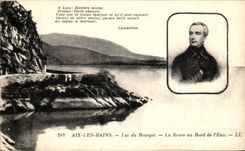 VINTAGE POSTCARD Aix les Bains Lake of Le Bourget the Road at the edge of L Water Lamartine