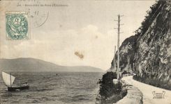 VINTAGE POSTCARD Route D Aix les Bains has Chindrieux Bateau