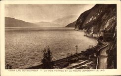 VINTAGE POSTCARD Lake Of Le Bourget the Railway And the Road Skirting the lake