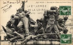 VINTAGE POSTCARD Low Mans relief of the Statue of General Chanzy Militaria