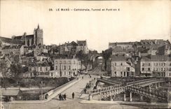 VINTAGE POSTCARD Mans Cathedral Tunnel and bridge in X