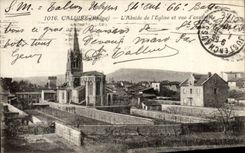 VINTAGE POSTCARD Caluire L Apse of L Church and Seen D together