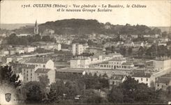 VINTAGE POSTCARD Oullins View Bussiere the Castle and the new school complex