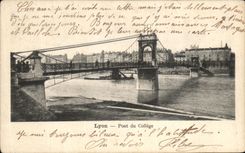 VINTAGE POSTCARD Lyon Bridge of the College