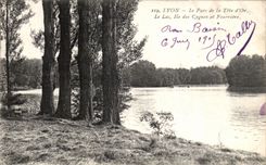 VINTAGE POSTCARD Lyon the Park of the Head D But the Lake Island Of the Swans And Fourviere
