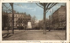 VINTAGE POSTCARD Lyon Artistque Places Russet red Cross
