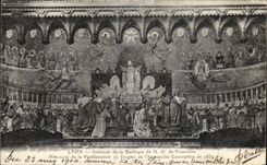 VINTAGE POSTCARD Interior Lyon of the Basilica of NR D of Fourviere Mosaic of the proclamation of the dogma of L Immaculate Conception in