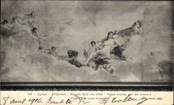 VINTAGE POSTCARD Lyon Prefecture Big room of the Festivals Come Trailed By Loves Ceiling from Leon Comevre