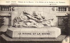 VINTAGE POSTCARD Lyon Palate of the Stock Exchange the Rhone and the Saone de Vermare