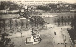 VINTAGE POSTCARD Lyon the Monument of the Children of the Rhone the Bridge of the Loop and the slope of Clear Saint