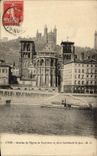 VINTAGE POSTCARD Lyon Apses of L Church of Fourvieres and the Cathedral St Jean