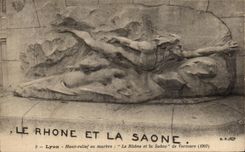 VINTAGE POSTCARD Lyon the Rhone And the Saone Lyon High marble relief the Rhone and the Saone de Vermare