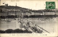 VINTAGE POSTCARD Lyon Lafayette Bridge and Quai of Retz