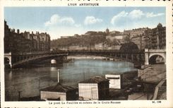 VINTAGE POSTCARD Lyon the Bridge Feuillee And Coteau of the Russet red Cross