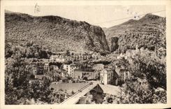 VINTAGE POSTCARD Amelie Les Bains Seen towards L military hospital and the new bridge