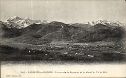 VINTAGE POSTCARD Bagneres de Bigorre Walk of Bagneres and the Solid mass of the Peak