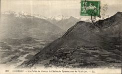 VINTAGE POSTCARD Heavy the Valley of Gave and the Chain of the Pyrenees Seen of the Peak of Jer