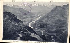 VINTAGE POSTCARD Heavy the Valley D Argeles Seen from of the Peak