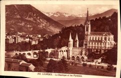 VINTAGE POSTCARD Heavy the Basilica and the Pyrenees