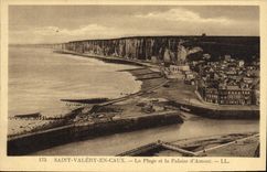 VINTAGE POSTCARD Holy Valery In Caux the Beach And the Cliff D Upstream