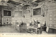 VINTAGE POSTCARD Castle of Fontainebleau Living room Louis XIII