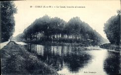 VINTAGE POSTCARD Esbly the Canal Connects food