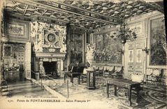 VINTAGE POSTCARD Palate De Fontainebleau Francois Living room 1st