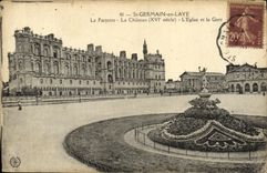 El St de la POSTAL de la VENDIMIA y Bush alemanes martillan el piso la estacion del castillo L iglesia y de tren