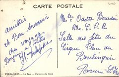 POSTAL Versalles de la VENDIMIA el piso del parque del norte