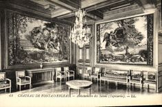 VINTAGE POSTCARD Castle De Fontainebleau Anteroom of the Living rooms Tapestries