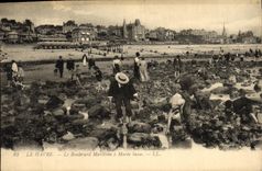 VINTAGE POSTCARD Le Havre the Martime Boulevard has Low tide