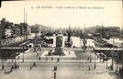VINTAGE POSTCARD Le Havre Places Gambetta And Bassin the Commercial Boats