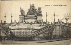 VINTAGE POSTCARD Rouen Fountain Sainte Marie