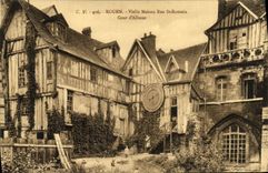 VINTAGE POSTCARD Rouen Hurdy gurdy House Street St Romain Court D Albane