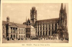 VINTAGE POSTCARD Rouen Places L Town hall