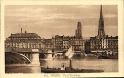VINTAGE POSTCARD Rouen Bridge Boieldieu Boat