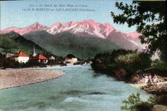 VINTAGE POSTCARD Solid mass of Mont Blanc and Arve Seen Of St Martin On Sallanches