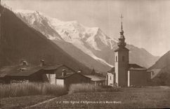 VINTAGE POSTCARD Church D Argentiere and Mont Blanc