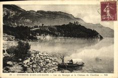 VINTAGE POSTCARD Surroundings D Aix Les Bains Lake of Le Bourget and the Castle of Chatillon