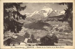 VINTAGE POSTCARD Megeve Country cottage of the Old woman and Mont Blanc